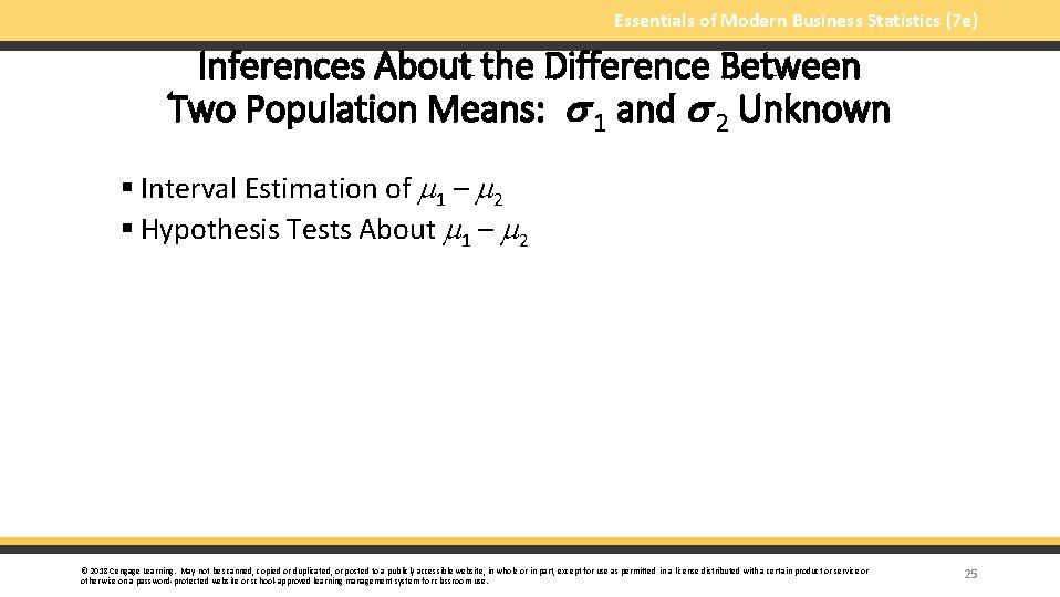 Essentials of Modern Business Statistics (7 e) Inferences About the Difference Between Two Population