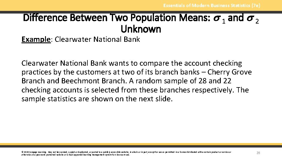 Essentials of Modern Business Statistics (7 e) Difference Between Two Population Means: 1 and