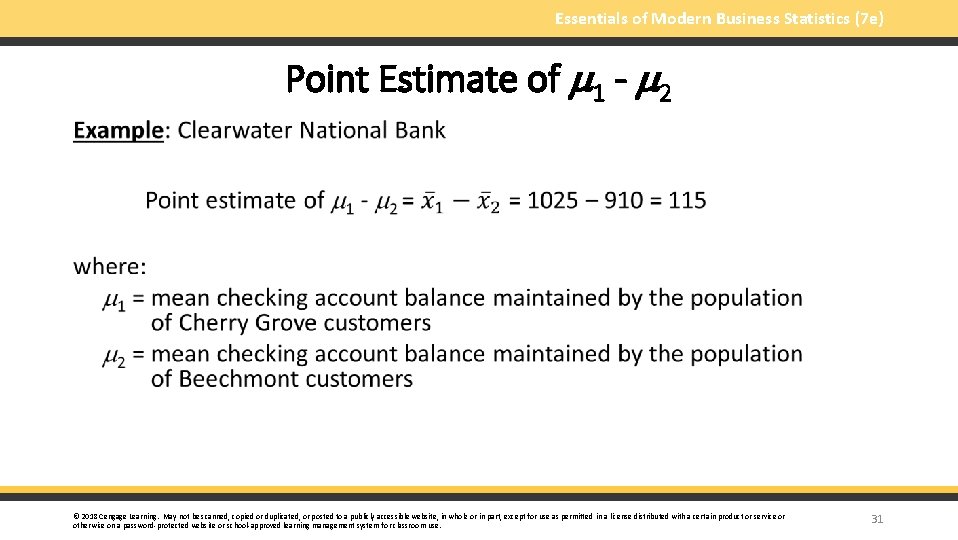 Essentials of Modern Business Statistics (7 e) Point Estimate of 1 - 2 §