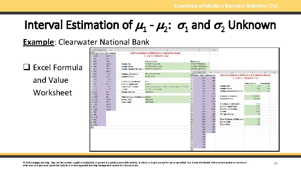Essentials of Modern Business Statistics (7 e) Interval Estimation of 1 - 2: 1