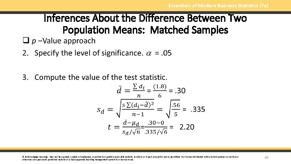 Essentials of Modern Business Statistics (7 e) § Inferences About the Difference Between Two
