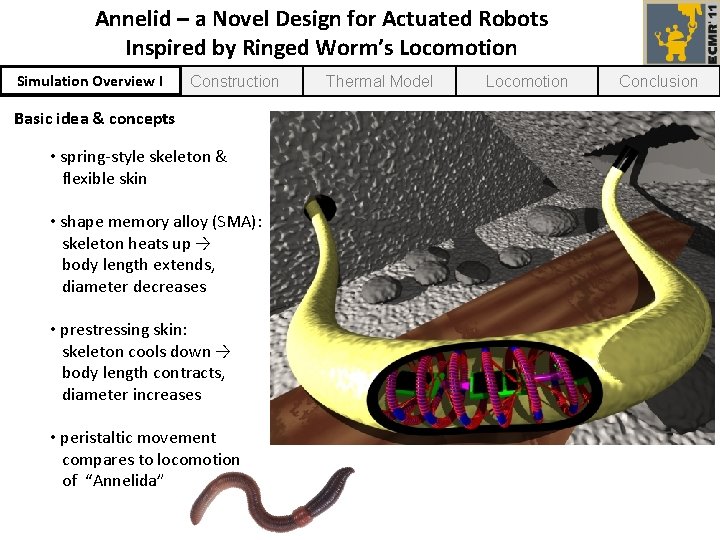 Annelid – a Novel Design for Actuated Robots Inspired by Ringed Worm’s Locomotion Simulation