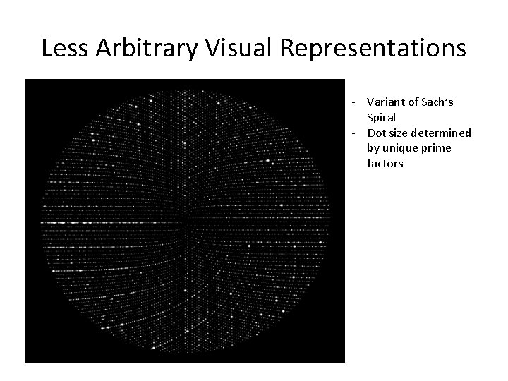 Less Arbitrary Visual Representations - Variant of Sach’s Spiral - Dot size determined by