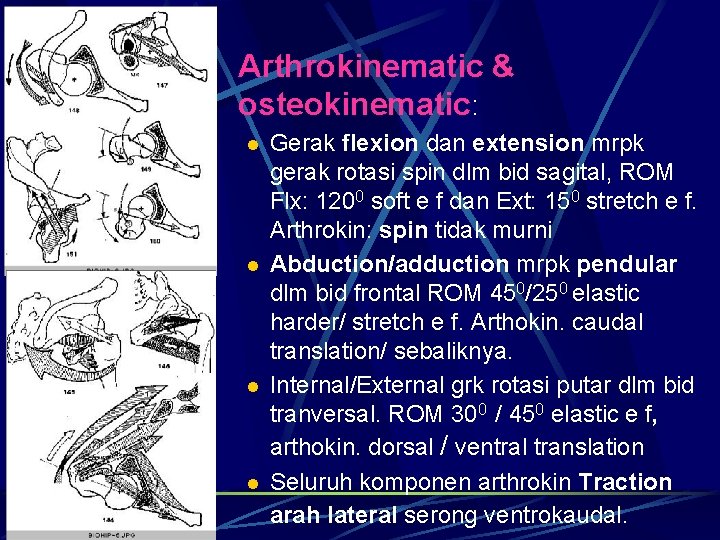 Arthrokinematic & osteokinematic: l l Gerak flexion dan extension mrpk gerak rotasi spin dlm