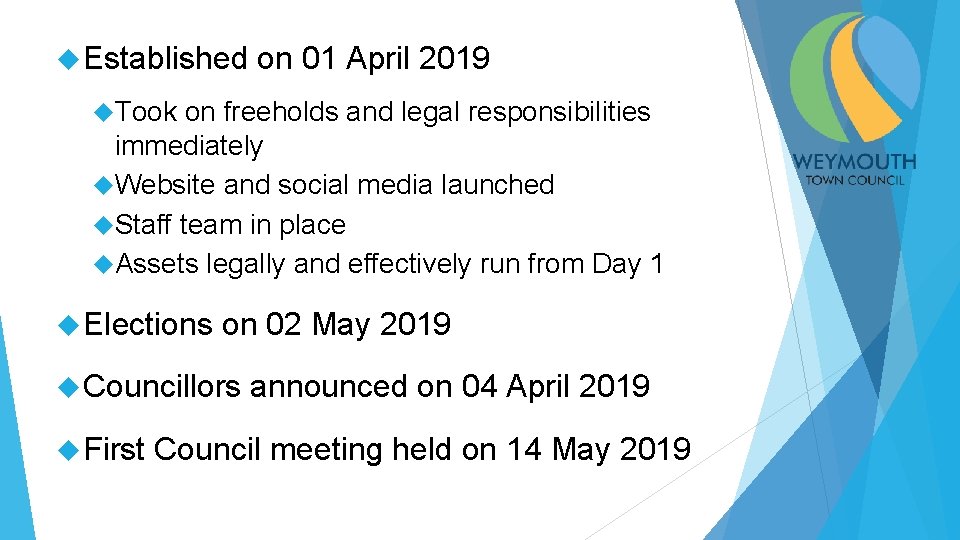  Established on 01 April 2019 Took on freeholds and legal responsibilities immediately Website