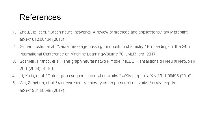 References 1. Zhou, Jie, et al. "Graph neural networks: A review of methods and