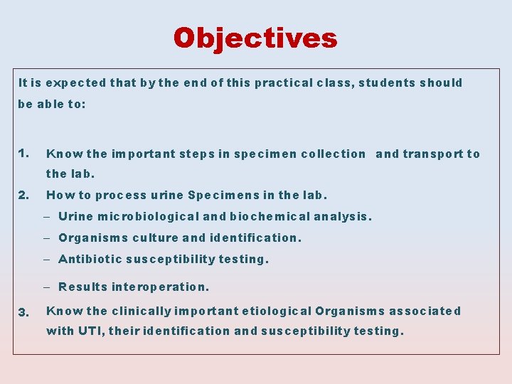 Objectives It is expected that by the end of this practical class, students should