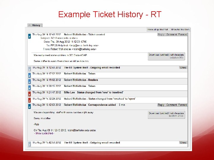 Example Ticket History - RT 