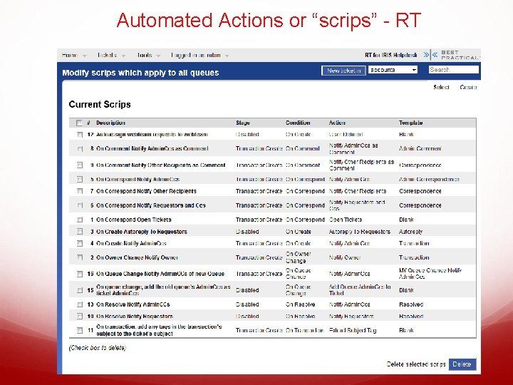 Automated Actions or “scrips” - RT 