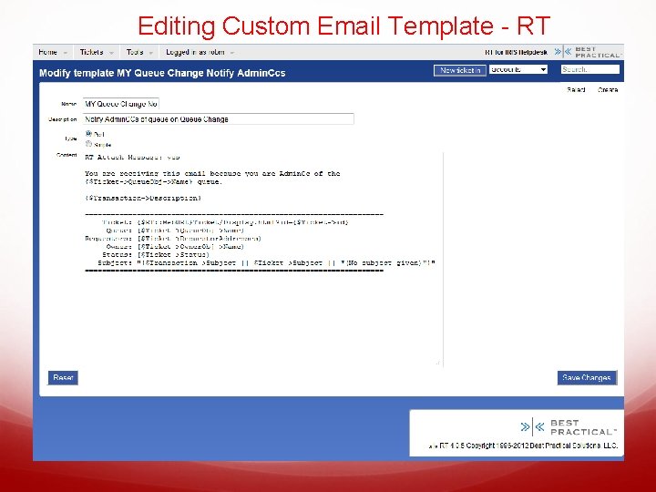 Editing Custom Email Template - RT 