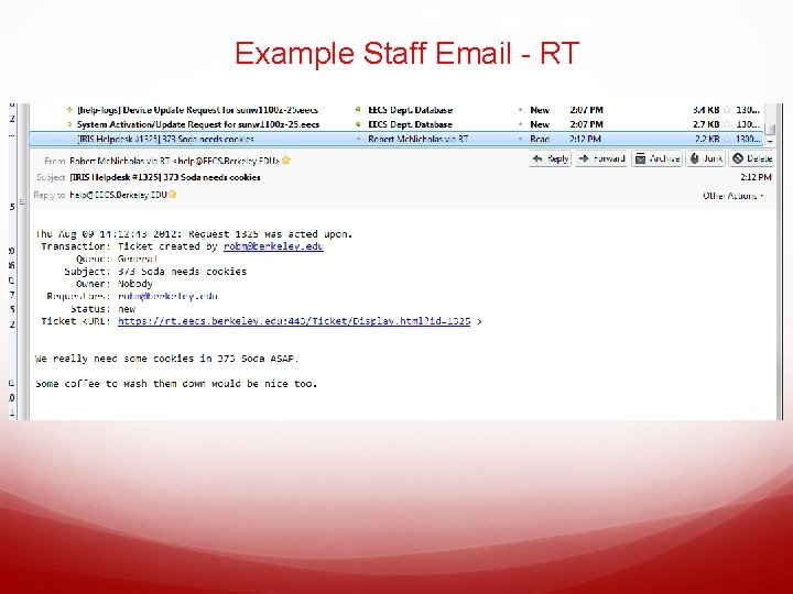Example Staff Email - RT 