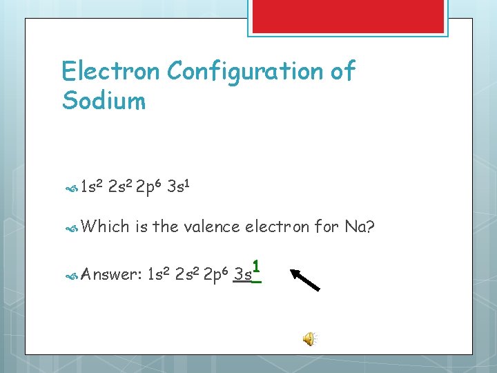 Electron Configuration of Sodium 1 s 2 2 p 6 3 s 1 Which Electron Configuration of Sodium 1 s 2 2 p 6 3 s 1 Which