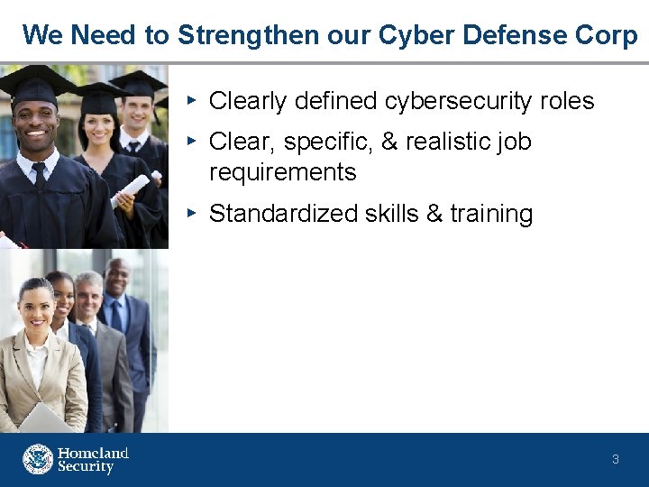 We Need to Strengthen our Cyber Defense Corp ▸ Clearly defined cybersecurity roles ▸