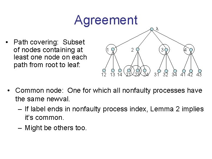 Agreement • Path covering: Subset of nodes containing at least one node on each