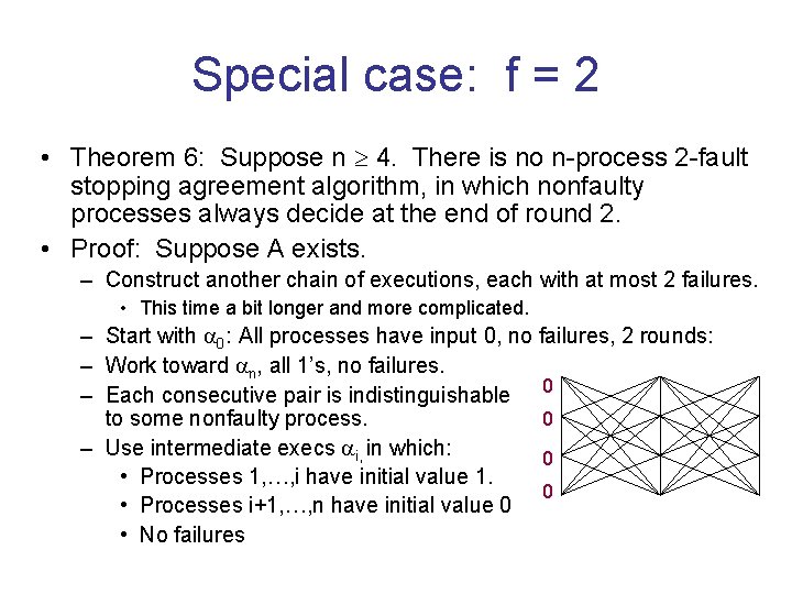 Special case: f = 2 • Theorem 6: Suppose n 4. There is no