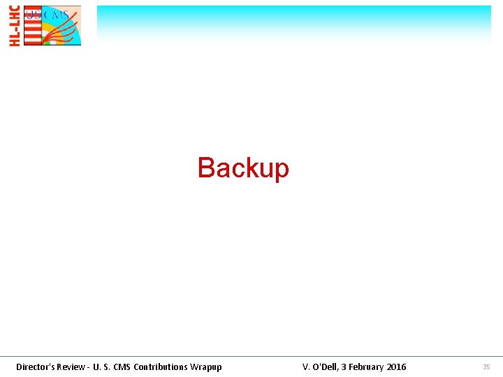 Backup Director's Review - U. S. CMS Contributions Wrapup V. O'Dell, 3 February 2016