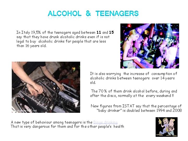 In Italy 19, 5% of the teenagers aged between 11 and 15 say that