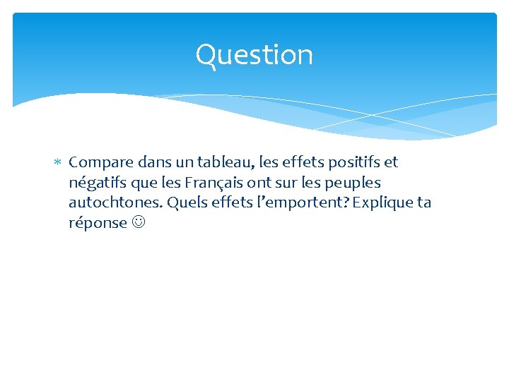 Question Compare dans un tableau, les effets positifs et négatifs que les Français ont