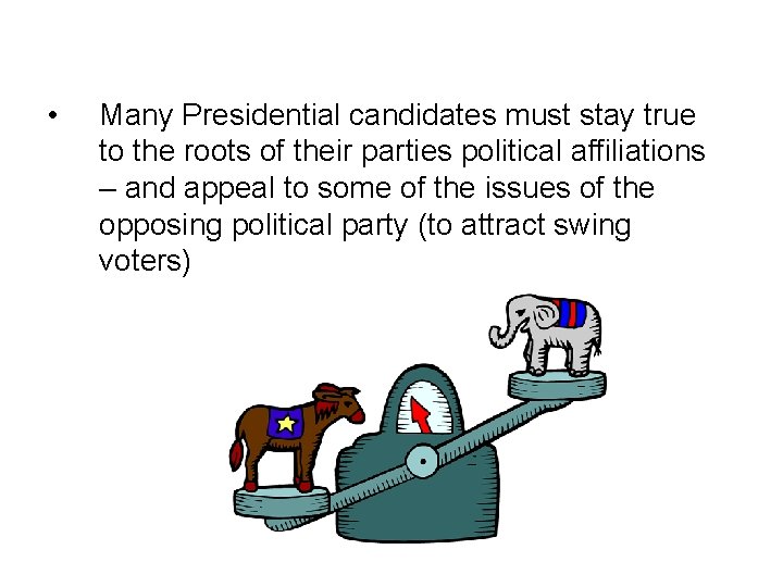  • Many Presidential candidates must stay true to the roots of their parties