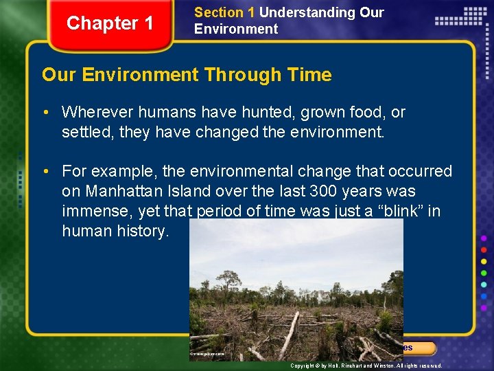 Chapter 1 Section 1 Understanding Our Environment Through Time • Wherever humans have hunted,