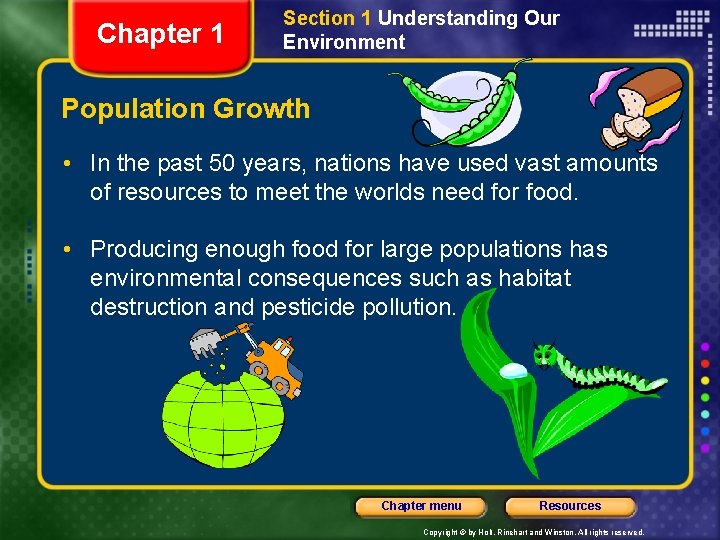 Chapter 1 Section 1 Understanding Our Environment Population Growth • In the past 50