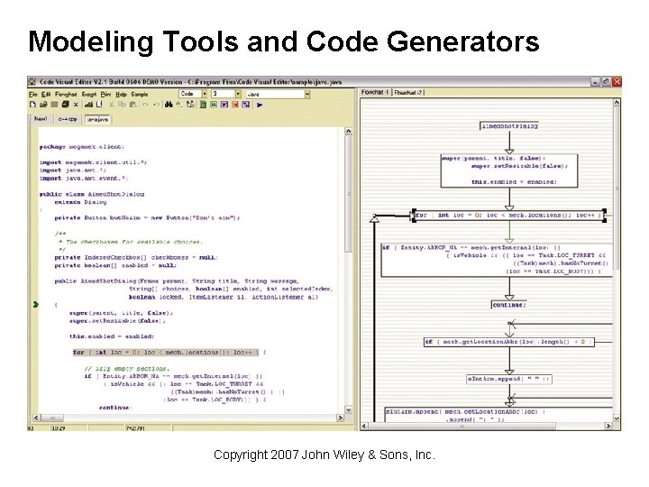 Modeling Tools and Code Generators Copyright 2007 John Wiley & Sons, Inc. 