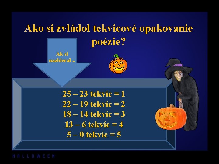 Ako si zvládol tekvicové opakovanie poézie? Ak si nazbieral. . 25 – 23 tekvíc