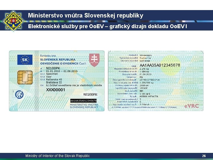 Ministerstvo vnútra Slovenskej republiky Elektronické služby pre Oo. EV – grafický dizajn dokladu Oo.