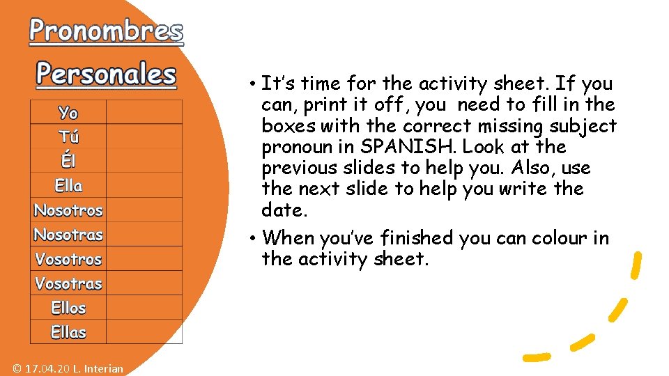  • It’s time for the activity sheet. If you can, print it off,