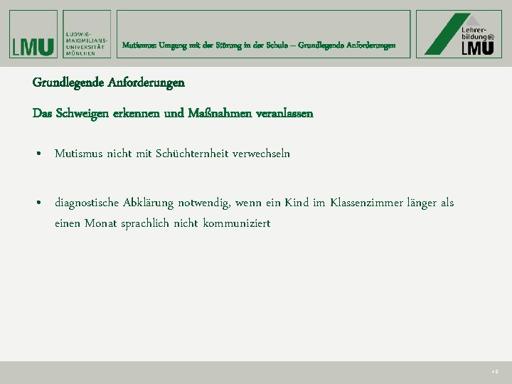 Mutismus: Umgang mit der Störung in der Schule – Grundlegende Anforderungen Das Schweigen erkennen