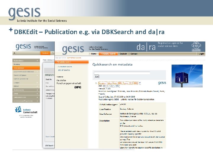 DBKEdit – Publication e. g. via DBKSearch and da|ra 