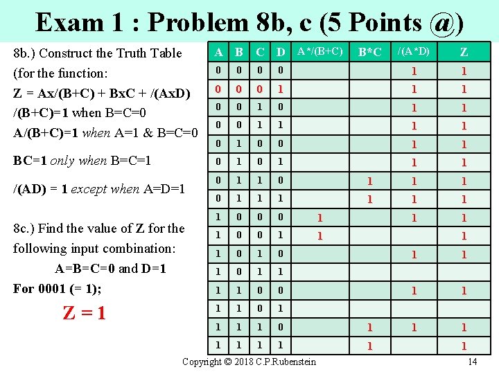 Exam 1 : Problem 8 b, c (5 Points @) 8 b. ) Construct