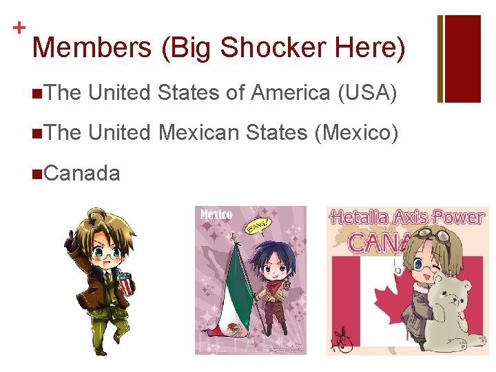 + Members (Big Shocker Here) n. The United States of America (USA) n. The
