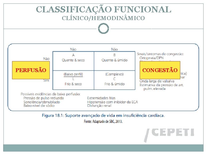 CLASSIFICAÇÃO FUNCIONAL CLÍNICO/HEMODIN MICO PERFUSÃO CONGESTÃO 