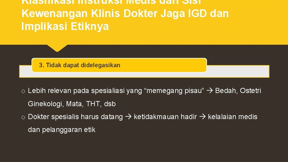 Klasifikasi Instruksi Medis dari Sisi Kewenangan Klinis Dokter Jaga IGD dan Implikasi Etiknya 3.