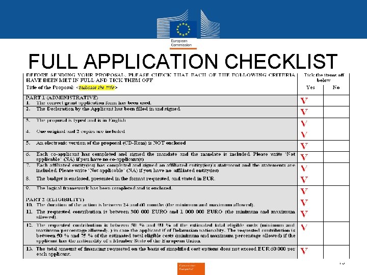 FULL APPLICATION CHECKLIST 13 
