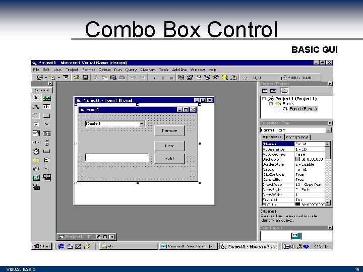 Combo Box Control BASIC GUI VISUAL BASIC 16 Combo Box Control BASIC GUI VISUAL BASIC 16