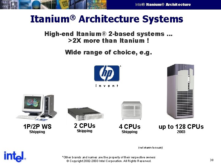 Intel® Itanium® Architecture Intel Confidential Itanium® Architecture Systems High-end Itanium® 2 -based systems …
