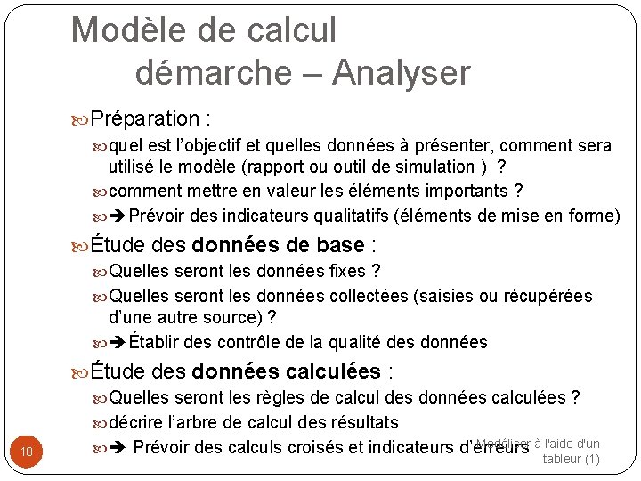 Modèle de calcul démarche – Analyser Préparation : quel est l’objectif et quelles données