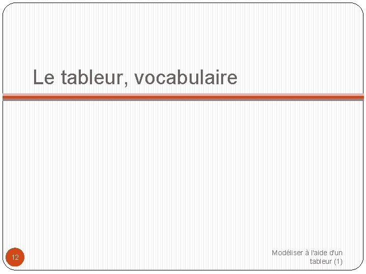 Le tableur, vocabulaire 12 Modéliser à l'aide d'un tableur (1) 