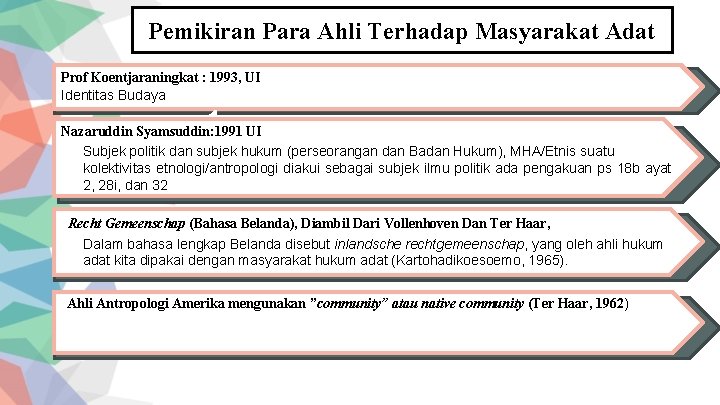 Pemikiran Para Ahli Terhadap Masyarakat Adat Prof Koentjaraningkat : 1993, UI Identitas Budaya 1