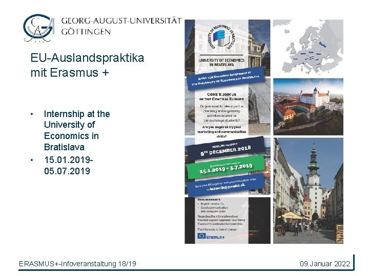 EU-Auslandspraktika mit Erasmus + • • Internship at the University of Economics in Bratislava