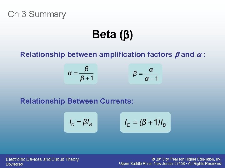 Ch. 3 Summary Beta ( ) Relationship between amplification factors and : Relationship Between