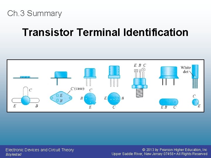 Ch. 3 Summary Transistor Terminal Identification Electronic Devices and Circuit Theory Boylestad © 2013