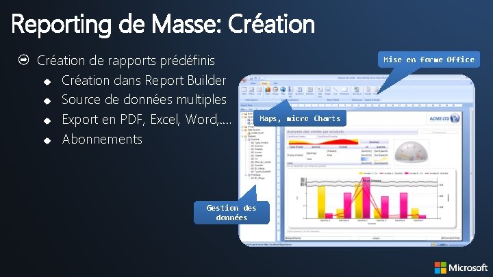 Reporting de Masse: Création de rapports prédéfinis Création dans Report Builder Source de données
