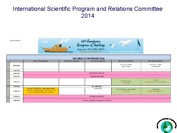 International Scientific Program and Relations Committee 2014 