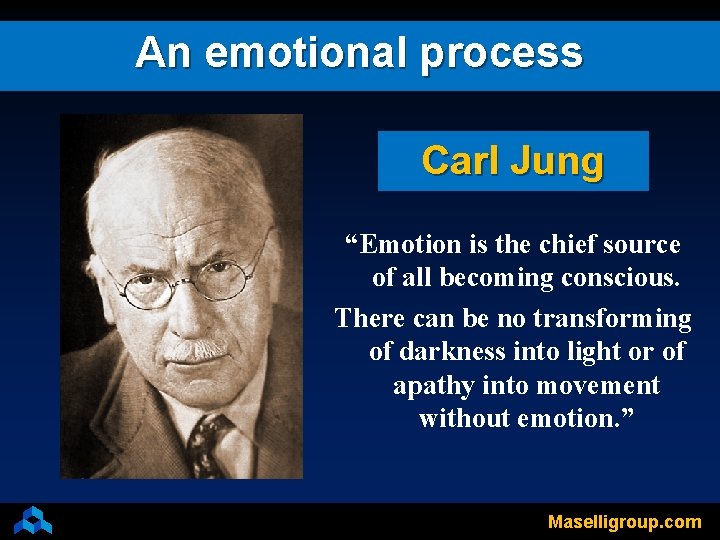 An emotional process Carl Jung “Emotion is the chief source of all becoming conscious.