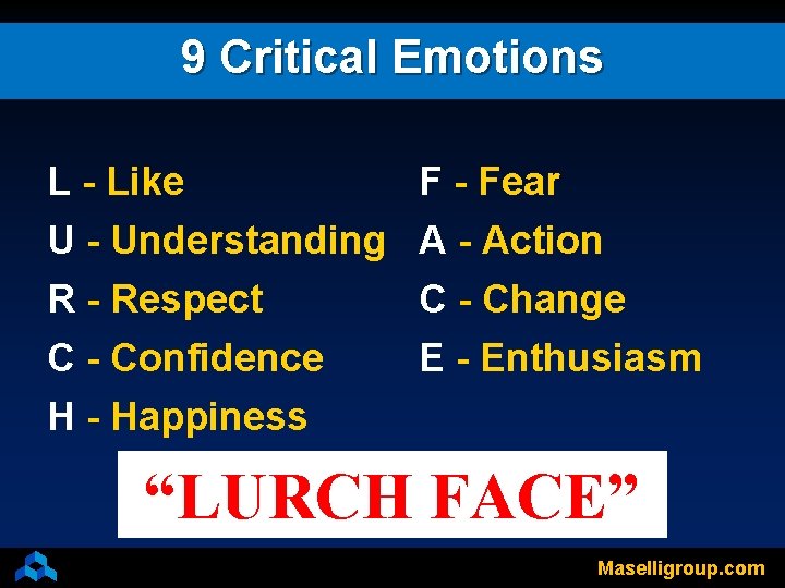 9 Critical Emotions L - Like U - Understanding R - Respect C -