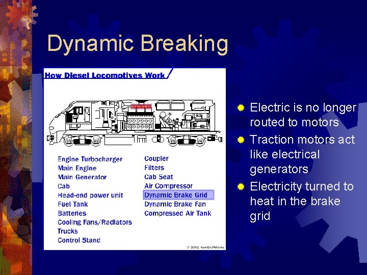 Dynamic Breaking Electric is no longer routed to motors ® Traction motors act like