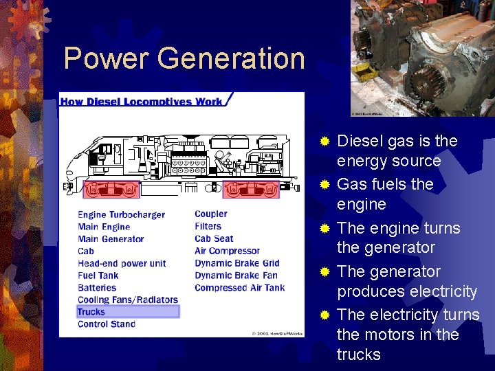 Power Generation ® ® ® Diesel gas is the energy source Gas fuels the
